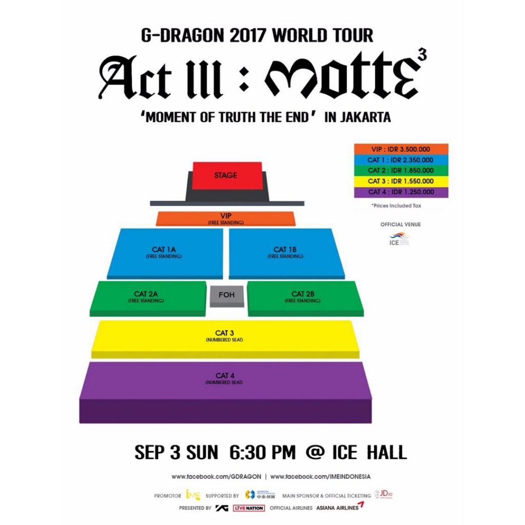 G-DRAGON 2017 WORLD TOUR ACT III - M.O.T.T.E IN JAKARTA on 3 SEPTEMBER 2017, 6-30PM at INDONESIA-2